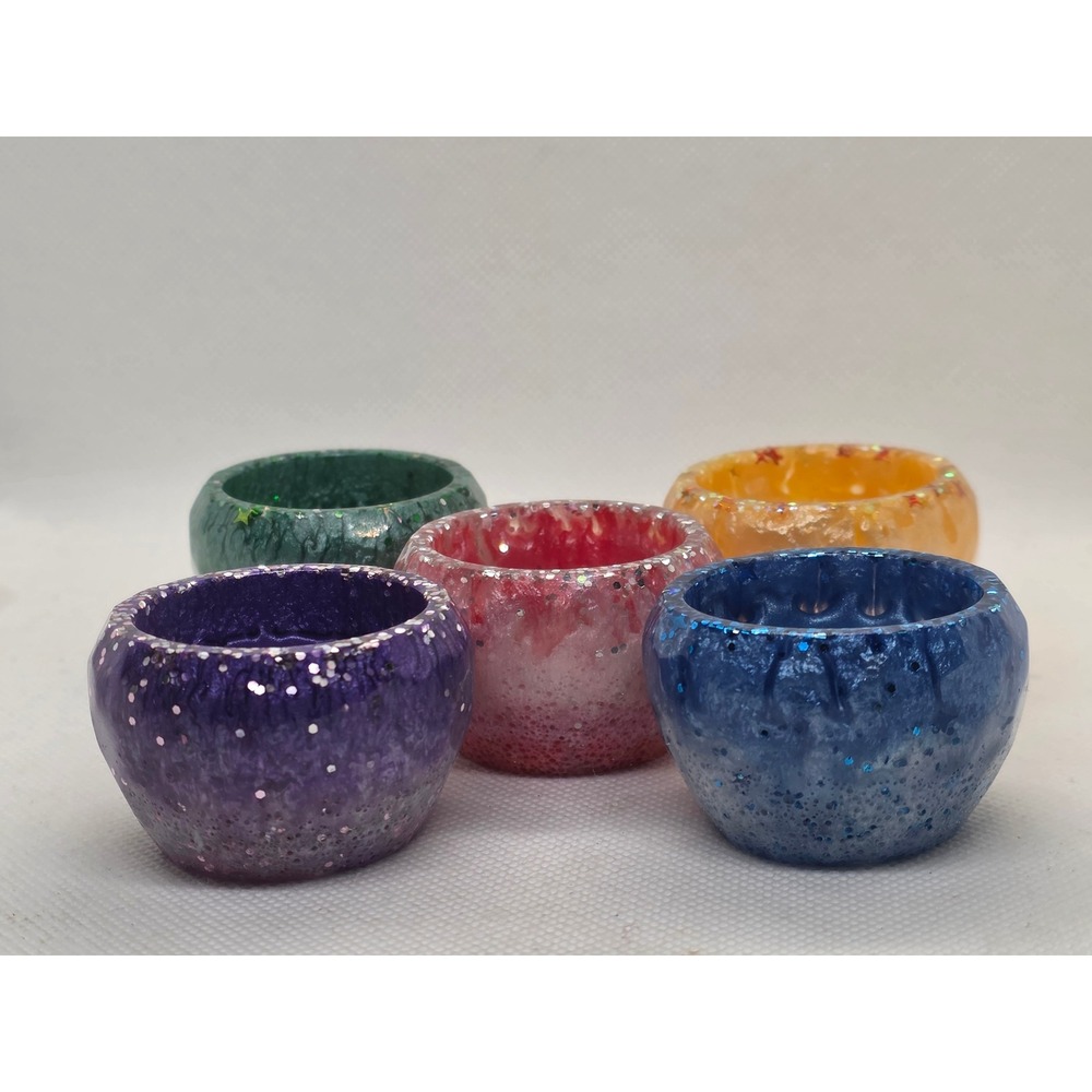 5 Handmade Mini Resin Trinket Bowls Jewelry Ring Bead Crystal Display Dishes